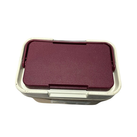 Vintage Thermos L'il SunPacker 6.5 Qt Burgundy Beach Pool Cooler Lock Lid USA - Picture 5 of 10